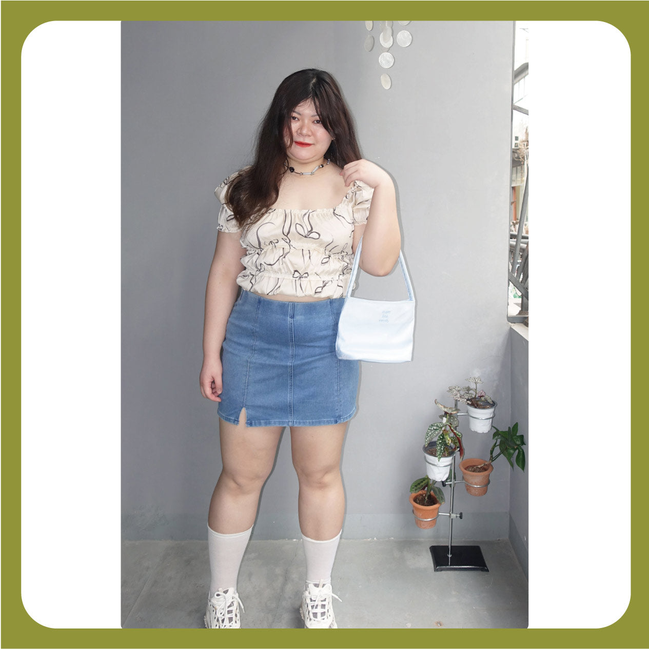 Plus Size High Waist A-Line Skirt