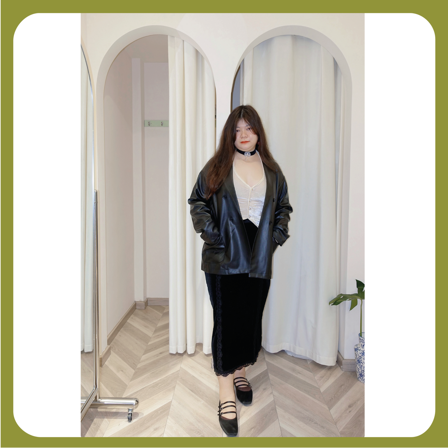 Plus Size Black PU Leather Blazer - Oversized Leather Jacket