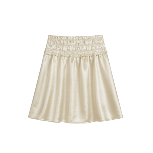 Plus Size Silky Pleated A-Line Skirt - Flowy Crinkle Midi with Relaxed Hem