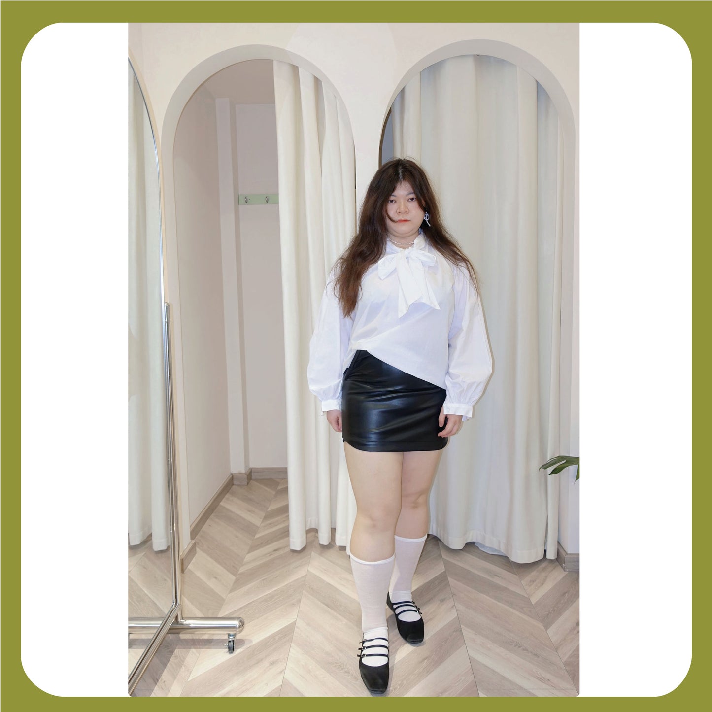 Plus-Size Black PU Faux Leather Mini — Curve-Flattering