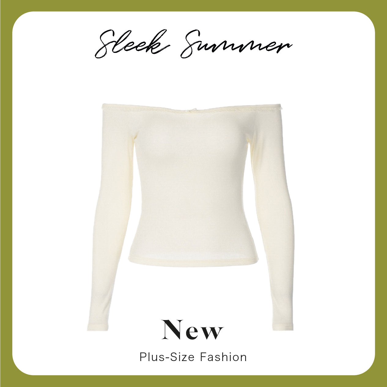 Plus-size curvy one-shoulder stretch long-sleeve top