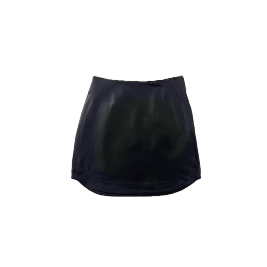 Plus-Size Black PU Faux Leather Mini — Curve-Flattering