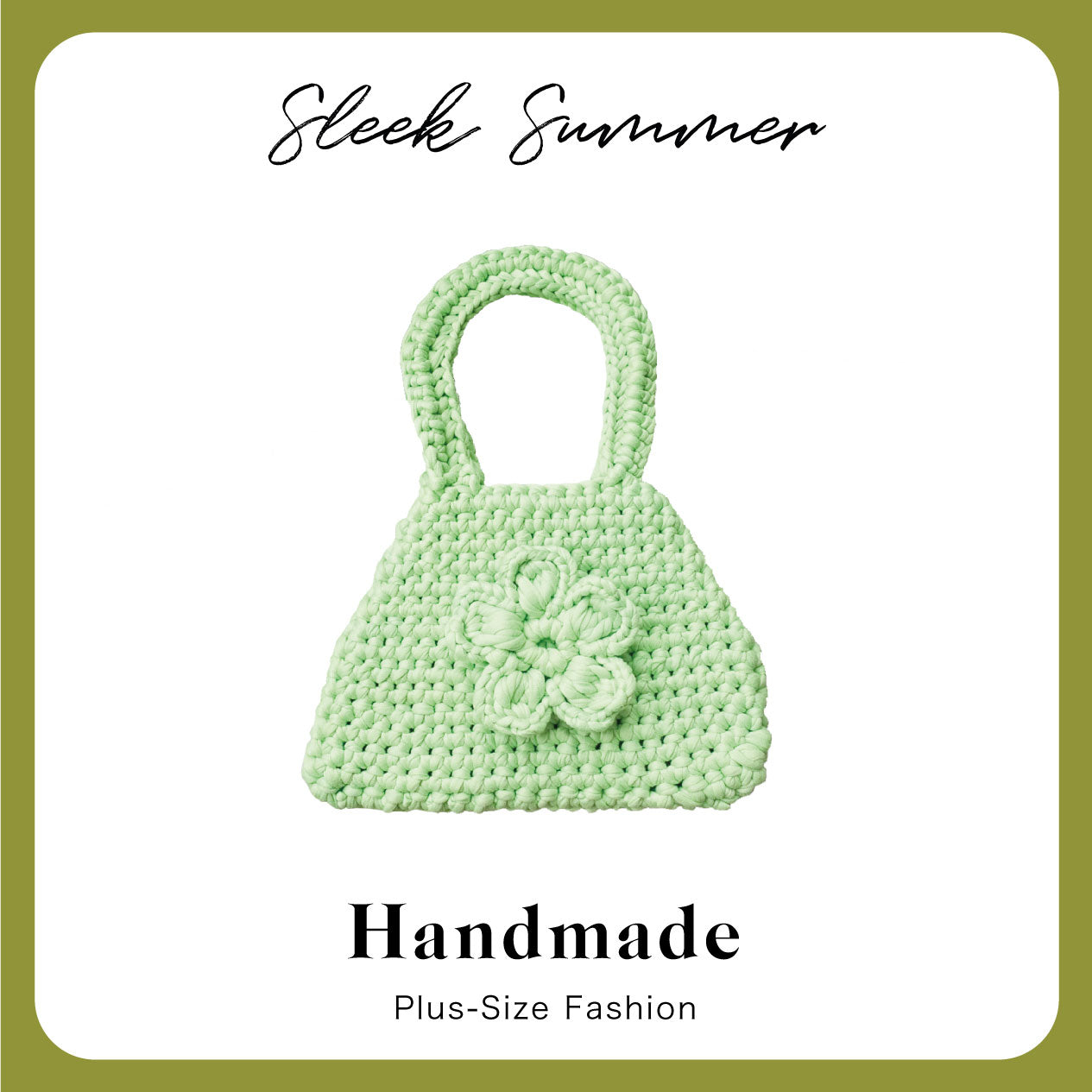 Bright Green Floral Handwoven Fashion Handbag