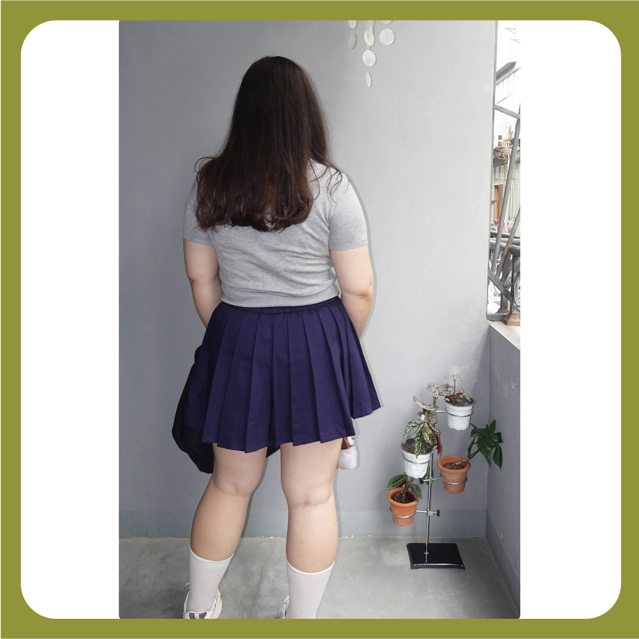 Mid Size Sporty-Chic Pleated Mini Skirt 